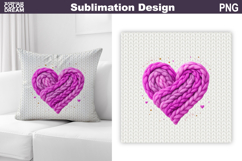 Valentine Heart Pillow Design | Knitted Heart Valentines Day Product Image 1