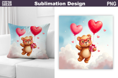 Valentine Bear Pillow Design | IrValentines Day Sublimation Product Image 1