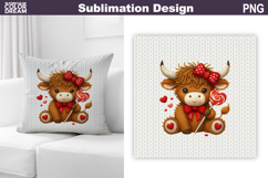 Highland Cow Valentine Heart Pillow Design Product Image 1