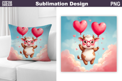 Valentine Cow Pillow Design | Valentines Day Sublimation Product Image 1