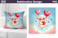 Valentine Sheep Pillow Design | Valentines Day Sublimation Product Image 1
