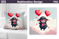 Valentine Sheep Pillow Design | Valentines Day Sublimation Product Image 1