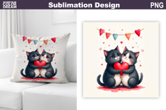 Valentine Couple Cats Pillow Design | Valentines Day Product Image 1
