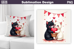 Valentine Couple Cats Pillow Design | Valentines Day Product Image 1