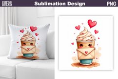 Valentine Coffee Latte Pillow Design | Valentines Day Sublim Product Image 1