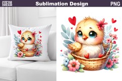 Chicken Valentine Pillow Design | Valentine Animal PNG Product Image 1