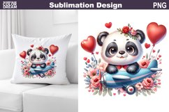 Cute Panda Valentine Pillow Design | Valentine Animal PNG Product Image 1