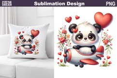 Cute Panda Valentine Pillow Design | Valentine Animal PNG Product Image 1
