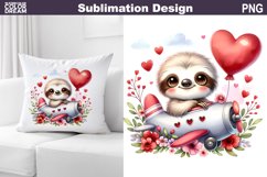 Cute Sloth Valentine Pillow Design | Valentine Animal PNG Product Image 1