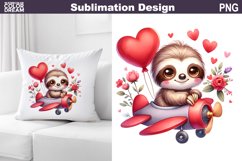 Cute Sloth Valentine Pillow Design | Valentine Animal PNG Product Image 1