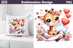 Cute Giraffe Valentine Pillow Design | Valentine Animal PNG Product Image 1