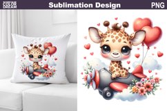 Cute Giraffe Valentine Pillow Design | Valentine Animal PNG Product Image 1