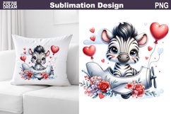 Cute Zebra Valentine Pillow Design | Valentine Animal PNG Product Image 1
