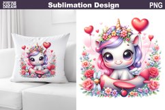 Unicorn Valentine Pillow Design | Valentine Animal PNG Product Image 1