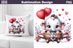 Elephant Valentine Pillow Design | Valentine Animal PNG Product Image 1