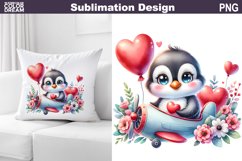 Penguin Valentine Pillow Design | Valentine Animal PNG Product Image 1