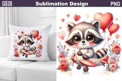 Raccoon Valentine Pillow Design | Valentine Animal PNG Product Image 1