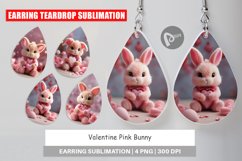Earring teardrop sublimation design Valentine Bunny Product Image 1