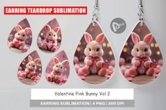 Earring teardrop sublimation design Valentine Bunny Product Image 1