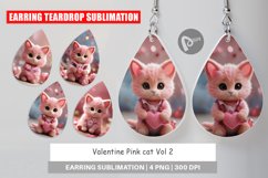 Earring teardrop sublimation design Valentine Cat Product Image 1