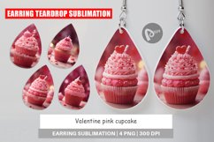 Earring Teardrop Valentine pink cupcake Product Image 1