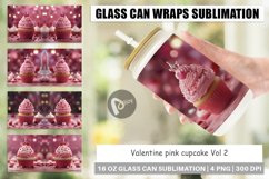 Glass Can Wraps Valentine pink cupcake Product Image 1