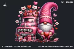 Valentine Pink Gnome with hearts clipart, Love gnome Product Image 2
