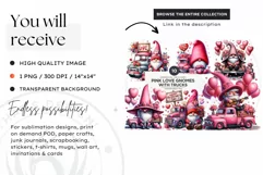 Valentine Pink Gnome with heart balloons clipart, Love gnome Product Image 4