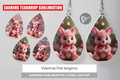 Earring teardrop sublimation design Valentine Kangaroo Product Image 1