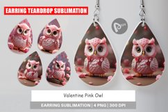 Earring teardrop sublimation design Valentine Owl Product Image 1
