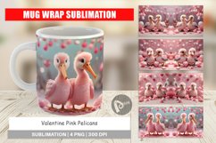 Mug sublimation design Valentine Pelicans Product Image 1