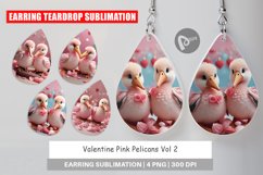 Earring teardrop sublimation design Valentine Pelicans Product Image 1