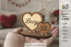 Valentine's Day Place Name Stand Laser Cut. Stand Decor SVG Product Image 1