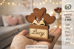 Valentine's Day Place Name Stand Laser Cut. Stand Decor SVG Product Image 1