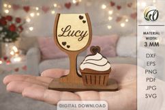 Valentine's Day Place Name Stand Laser Cut. Stand Decor SVG Product Image 1