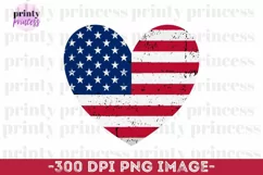 Distressed American Flag Heart PNG, Patriotic Design File Product Image 1