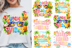 Summer Vibes Cow Sublimation Design, Preppy Summer PNG Product Image 1