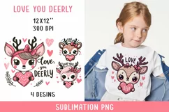 Love you deerly SUBLIMATION PNG. Valentine's day. Product Image 1