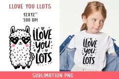 Llove you llots Llama SUBLIMATION PNG. Valentine's day. Product Image 1