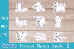 Valentine Printable Stickers Bundle Purple Product Image 1