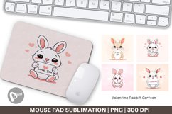 Mouse Pad Valentine Rabbit Cartoon Product Image 1