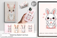 Digital Paper Valentine Rabbit Cartoon Product Image 1