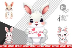Valentine Rabbit Cartoon Clipart Product Image 1
