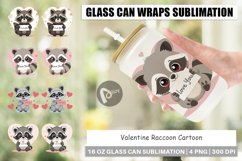 Glass Can Wraps Valentine Raccoon Cartoon Product Image 1