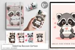 Digital Paper Valentine Raccoon Cartoon Product Image 1