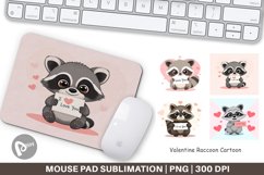 Mouse Pad Valentine Raccoon Cartoon Product Image 1