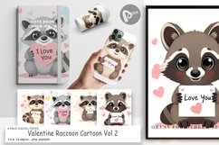 Digital Paper Valentine Raccoon Cartoon Product Image 1