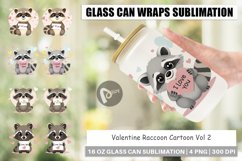 Glass Can Wraps Valentine Raccoon Cartoon Product Image 1