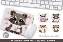 Mouse Pad Valentine Raccoon Cartoon Product Image 1