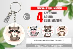 Keychain Valentine Raccoon Cartoon Product Image 1
